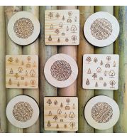 Wooden Coaster Set – Handmade Eco-Friendly Wooden Drink Coasters for Tea/Coffee Cups & Glasses, Heat & Moisture Protection for Dining Table, Minimal Natural Finish, Gift Ready